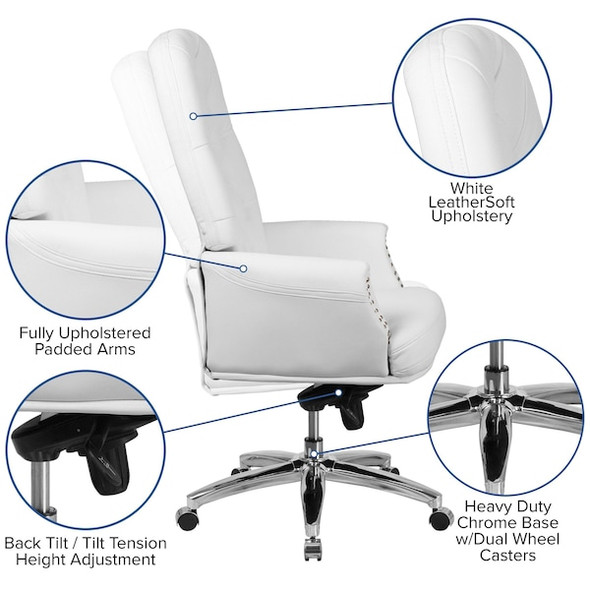 Flash Furniture White High Back Exec Chair BT-90269H-WH-GG Flash Furniture White High Back Exec Chair BT-90269H-WH-GG