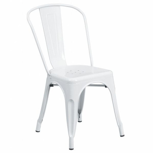 Contemporary Chair, White Back, 18 in W 20" L 33" H