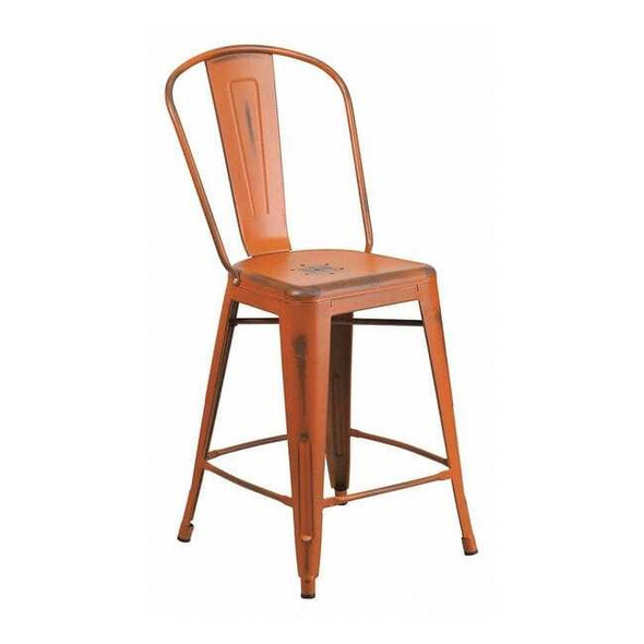 Flash Furniture Distressed Orange Metal Stool, Material: Rubber ET-3534-24-OR-GG