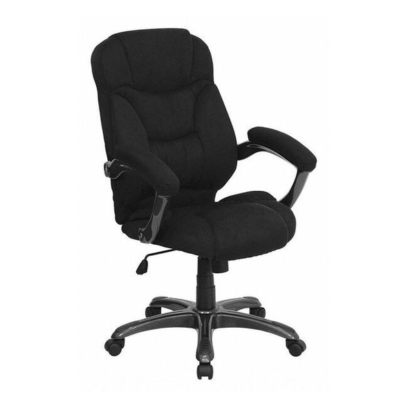 Contemporary Chair Fixed Arms, 18-1/4" to 22" Height, Black Microfiber