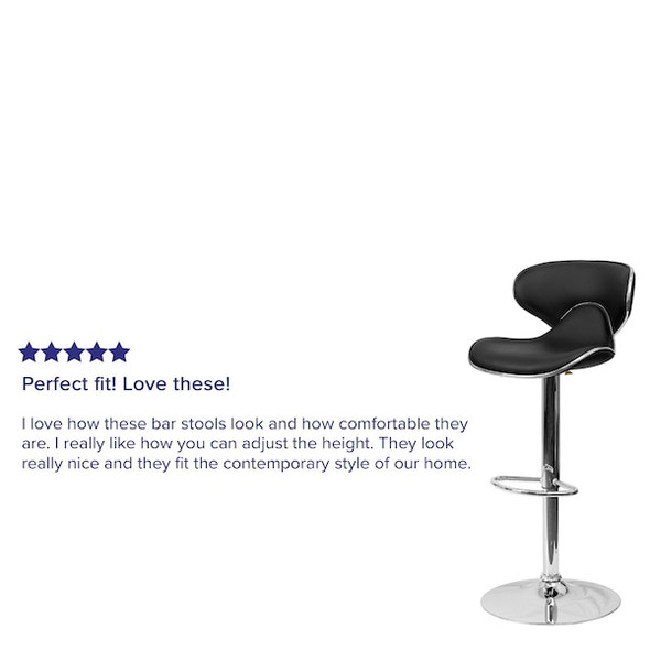 Flash Furniture Black Vinyl Barstool, Adj Height, Seat Height Range: 24" to 32-1/2" DS-815-BK-GG