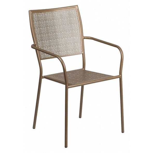 Flash Furniture Gold Patio Chair-Square Back CO-2-GD-GG Flash Furniture Gold Patio Chair-Square Back CO-2-GD-GG