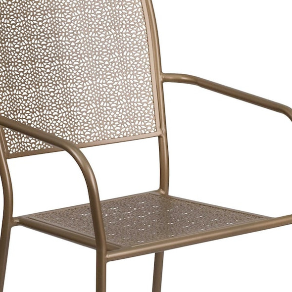 Flash Furniture Gold Patio Chair-Square Back CO-2-GD-GG Flash Furniture Gold Patio Chair-Square Back CO-2-GD-GG