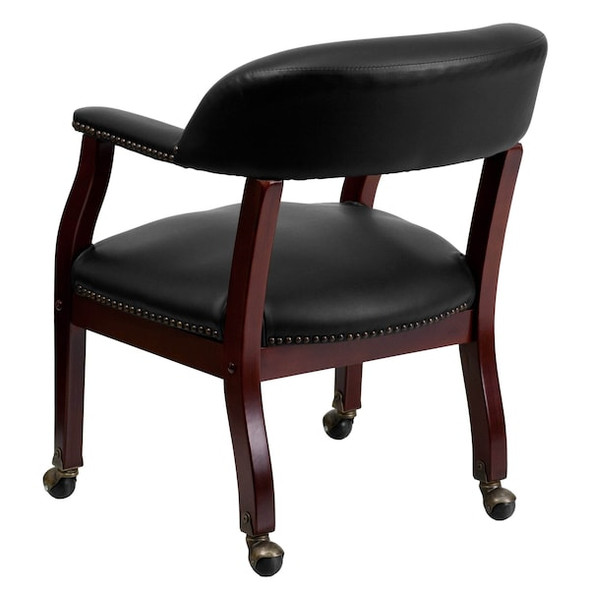 Traditional Luxurious Conference Chair, Black Back, 24 in W 27" L 31-1/2" H, Upholstered Straight