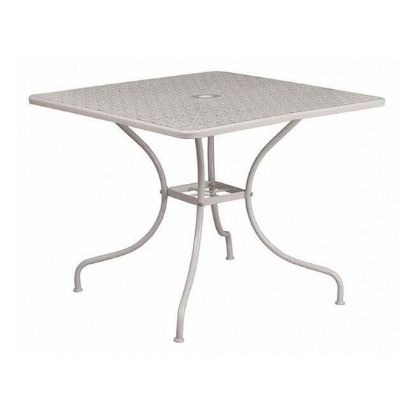 Flash Furniture 35.5" SQ Lt Gray Steel Patio Table-Umbrella Hole CO-6-SIL-GG
