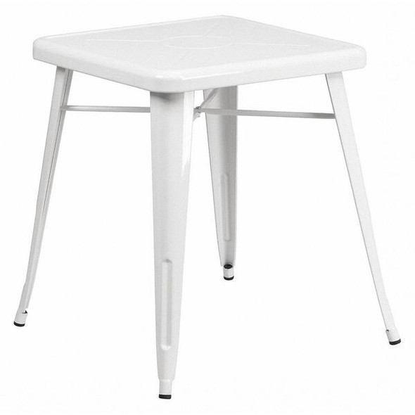 Square 27.75" W, 27.75" L, 29" H, Metal Top, White