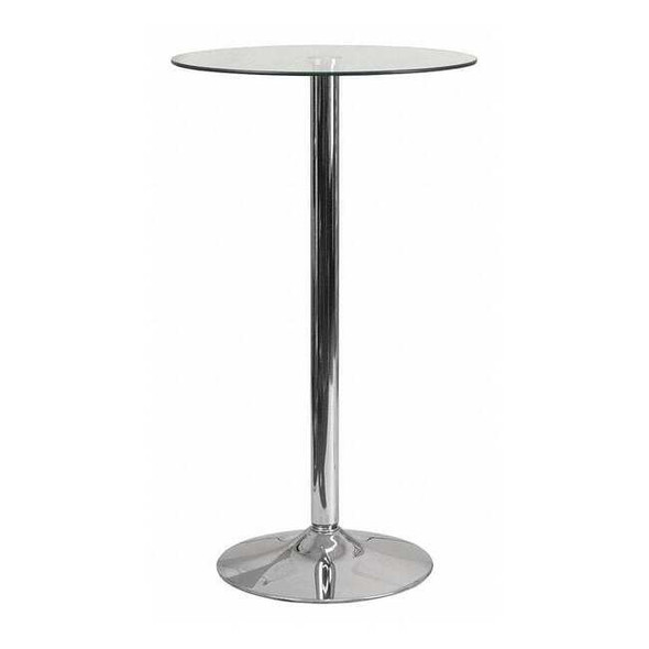 Flash Furniture Round 23.75" W, 23.75" L, 41.75" H, Glass, White CH-3-GG