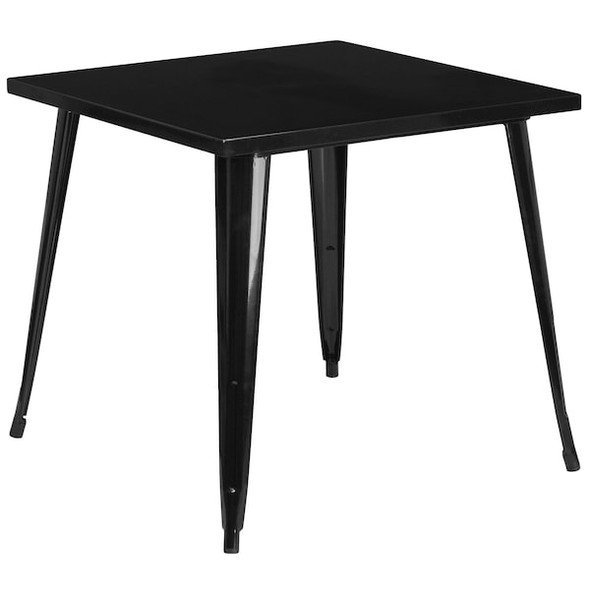 Flash Furniture Black Metal Table,Square,31-3/4" CH-51040-29-BK-GG