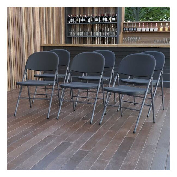 Flash Furniture Black Plastic Folding Chair,PK6 6-DAD-YCD-50-GG