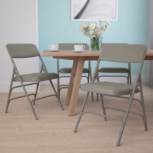 Flash Furniture Gray Vinyl Folding Chair,PK4 4-HA-MC309AV-GY-GG Flash Furniture Gray Vinyl Folding Chair,PK4 4-HA-MC309AV-GY-GG