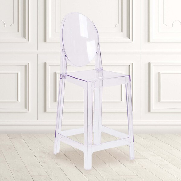 4PK Ghost Counter Stool with Oval Back in Crystal