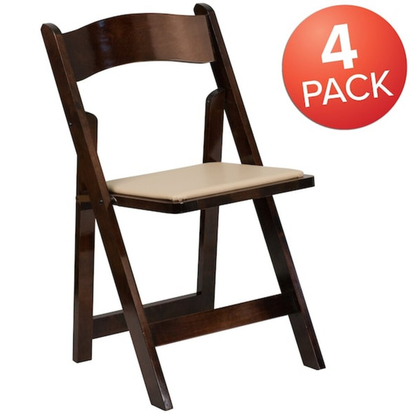 Flash Furniture Fruitwood Folding Chair,PK4 4-XF-2903-FRUIT-WOOD-GG