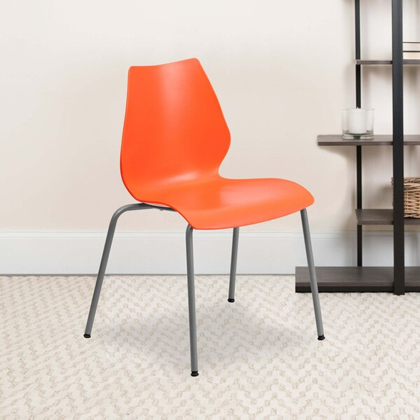 Flash Furniture Orange Plastic Stack Chair,PK5 5-RUT-288-ORANGE-GG Flash Furniture Orange Plastic Stack Chair,PK5 5-RUT-288-ORANGE-GG