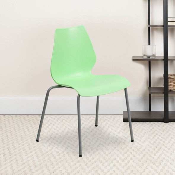 Flash Furniture Green Plastic Stack Chair,PK5 5-RUT-288-GREEN-GG