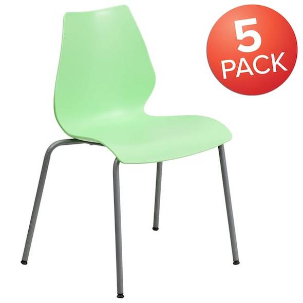 Flash Furniture Green Plastic Stack Chair,PK5 5-RUT-288-GREEN-GG