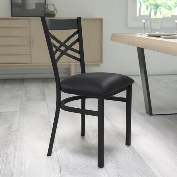 Flash Furniture Black X Chair-Black Seat,PK2 2-XU-6FOBXBK-BLKV-GG
