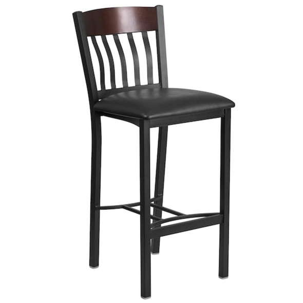 Flash Furniture Bk-Nat Vert Stool-Black Seat,PK2 2-XU-DG-60618B-WAL-BLKV-GG