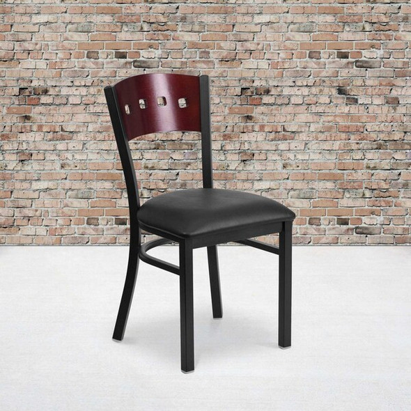 Flash Furniture Bk/Mah 4 Sqr Chair-Black Seat,PK2 2-XU-DG-6Y1B-MAH-BLKV-GG