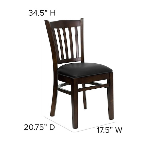 Flash Furniture Walnut Wood Chair-Blk Vinyl,PK2 2-XU-DGW0008VRT-WAL-BLKV-GG