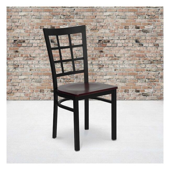 Flash Furniture Black Window Chair-Mah Seat,PK2 2-XU-DG6Q3BWIN-MAHW-GG