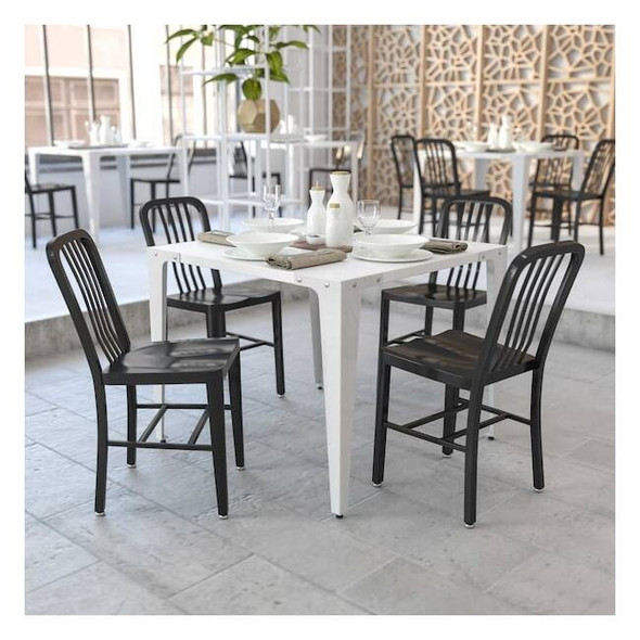 Gael Commercial Grade  Black Metal Indoor-Outdoor Chair, PK2