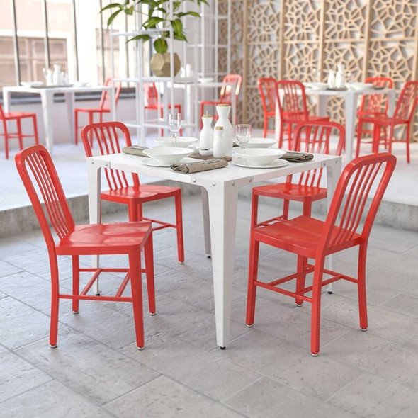 Flash Furniture Red Metal Indoor-Outdoor Chair,PK2 2-CH-61200-18-RED-GG Flash Furniture Red Metal Indoor-Outdoor Chair,PK2 2-CH-61200-18-RED-GG