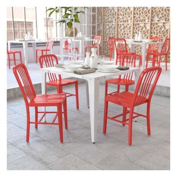 Gael Commercial Grade  Red Metal Indoor-Outdoor Chair, PK2