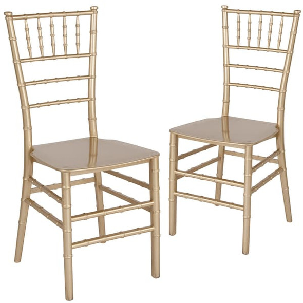 Flash Furniture HERCULES Series Gold Resin Stacking Chiavari Chair,PK2 2-LE-GOLD-M-GG