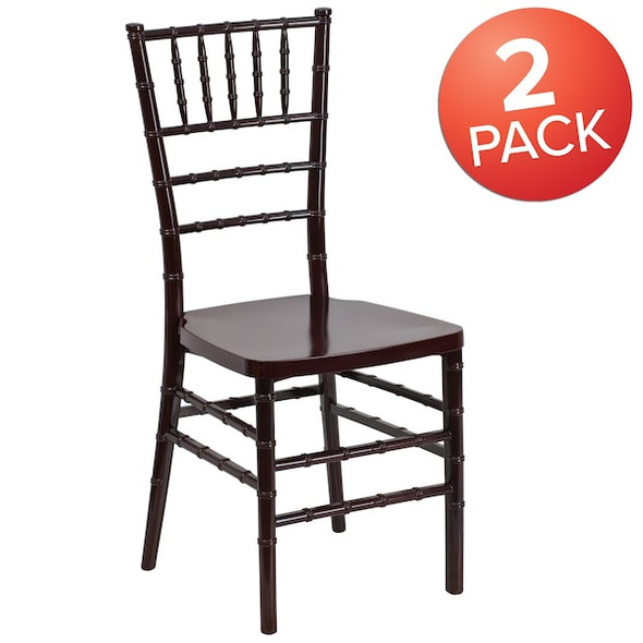 Flash Furniture HERCULES PREMIUM Series Mahogany Resin Stacking Chiavari Chair 2-LE-MAHOGANY-GG