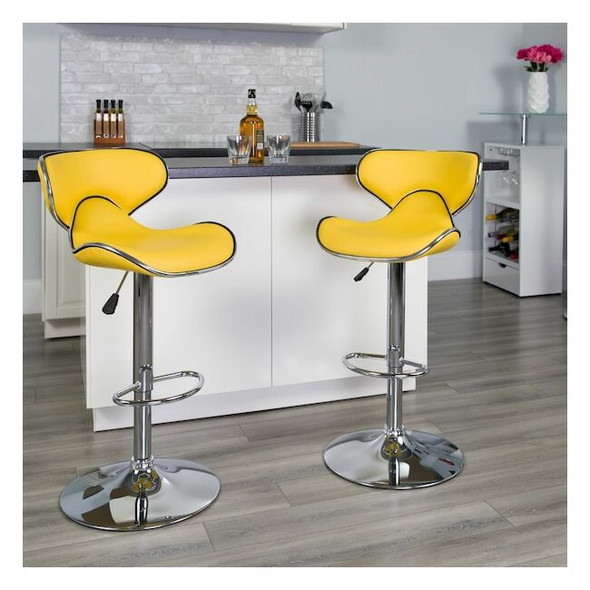 Flash Furniture Yellow Vinyl Barstool,PK2 2-DS-815-YEL-GG