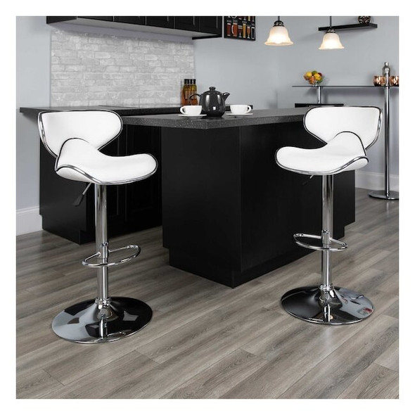 Flash Furniture White Vinyl Barstool,PK2 2-DS-815-WH-GG