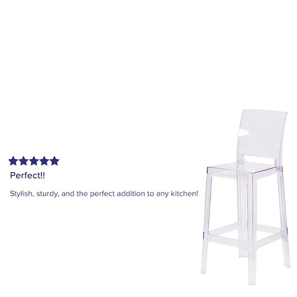 Flash Furniture Ghost Barstool,Square Back OW-SQUAREBACK-29-GG