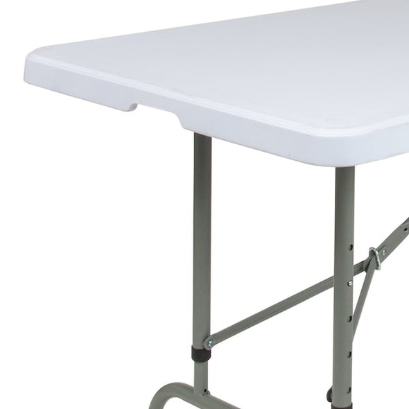 Flash Furniture Rectangle Folding Table, Plastic Top, White RB-3096ADJ-GG