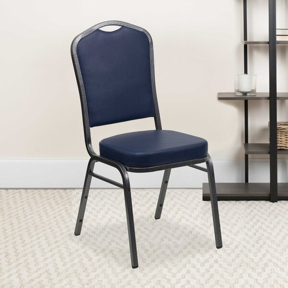 Flash Furniture Navy Vinyl Banquet Chair,PK4 4-FD-C01-SILVERVEIN-NY-VY-GG