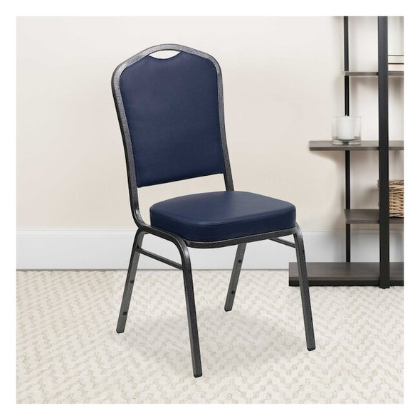 Flash Furniture Navy Vinyl Banquet Chair,PK4 4-FD-C01-SILVERVEIN-NY-VY-GG