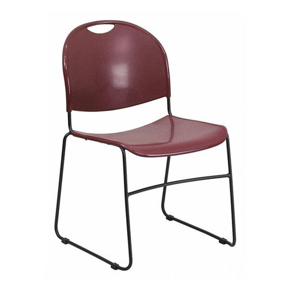 Flash Furniture Burgundy Plastic Sled Stack Chair RUT-188-BY-GG