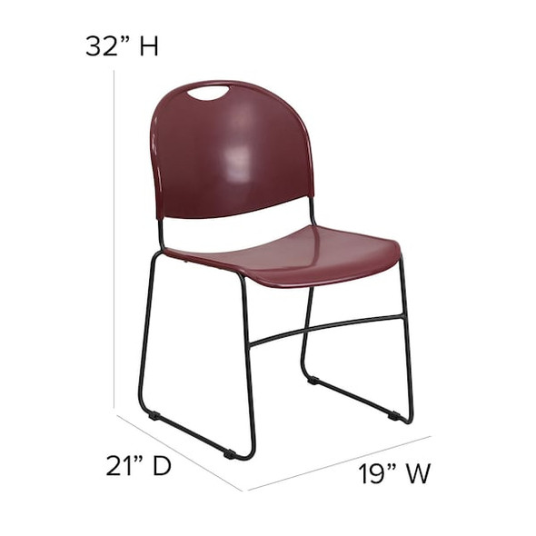 Flash Furniture Burgundy Plastic Sled Stack Chair RUT-188-BY-GG