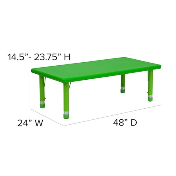 Rectangle Activity Table, Plastic, Steel, Green  YU-YCX-001-2-RECT-TBL-GREEN-GG