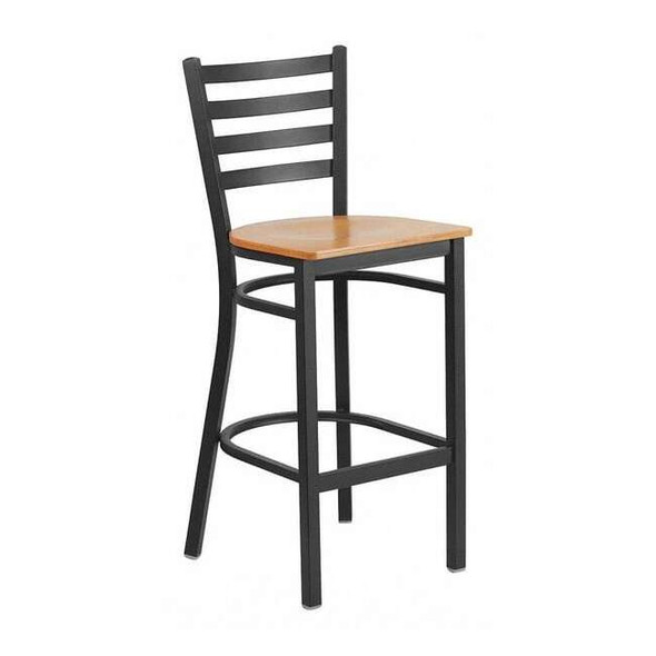 Restaurant Stool, Ladder Back, Nat Seat, Seat Height Range: 29"