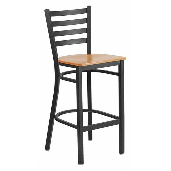 Restaurant Stool, Ladder Back, Nat Seat, Seat Height Range: 29"