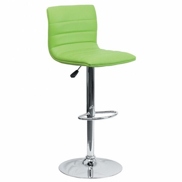 Green Vinyl Barstool, Adj Height, Backrest: Stitch Back