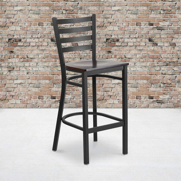 Flash Furniture Black Ladder Stool-Wal Seat,PK2 2-XU-DG697BLAD-BAR-WALW-GG