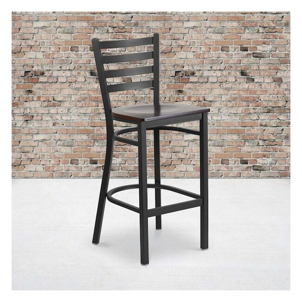 Flash Furniture Black Ladder Stool-Wal Seat,PK2 2-XU-DG697BLAD-BAR-WALW-GG