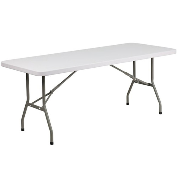 Rectangle Wh 30X72 Plastic Fold Table, 30" W, 72" L, 29" H, Plastic Top, White  DAD-YCZ-183B-GW-GG