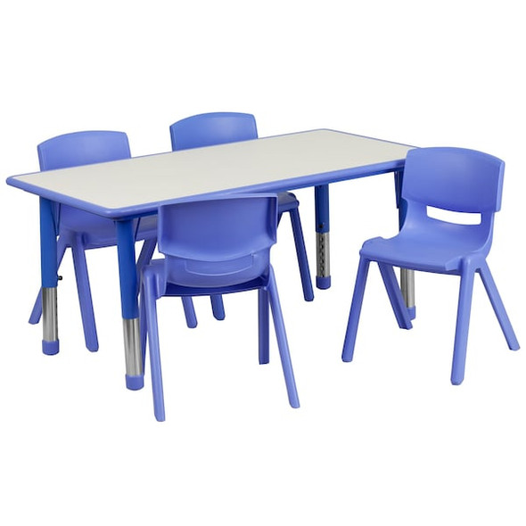 Flash Furniture Activity Table Set,Rectnglr,Blue,23"x47" YU-YCY-060-0034-RECT-TBL-BLUE-GG