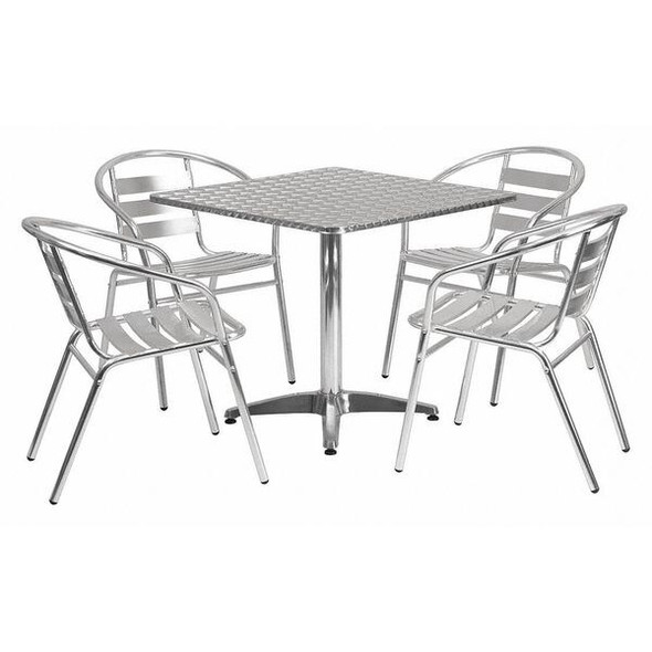 Square Table Set, Aluminum, Plastic, Stainless Steel, Grey