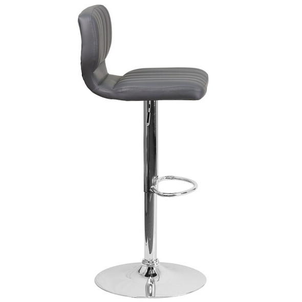 Flash Furniture Gray Vinyl Barstool,Adj Height CH-132330-GY-GG Flash Furniture Gray Vinyl Barstool,Adj Height CH-132330-GY-GG