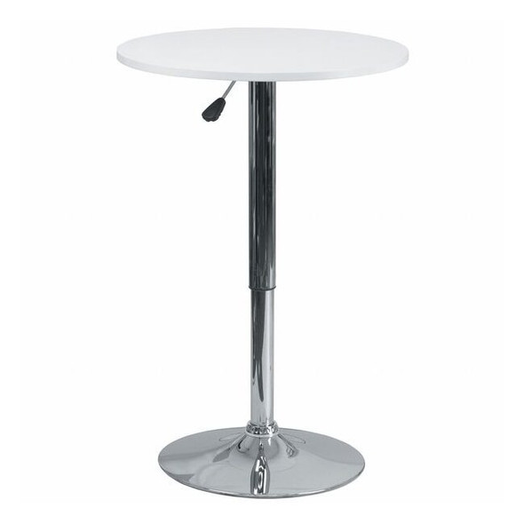 Round Round Adjustable Wood Table, 23.75" W, 23.75" L, 35.75" H, Wood Top, White