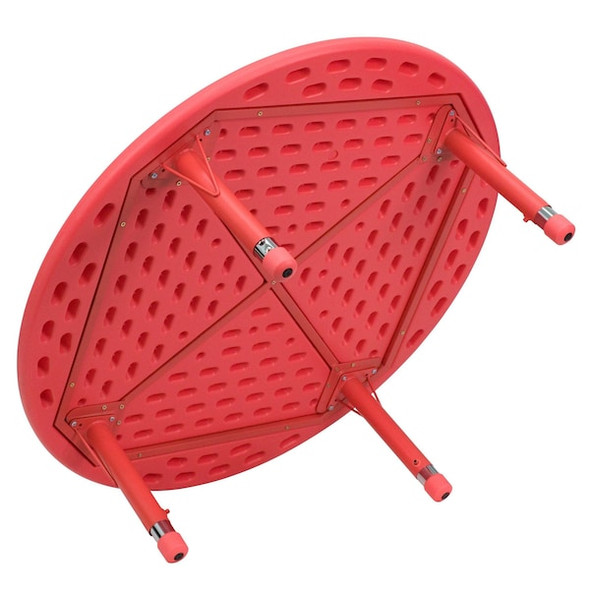 Flash Furniture Round Activity Table, Plastic, Steel, Red YU-YCX-005-2-ROUND-TBL-RED-GG