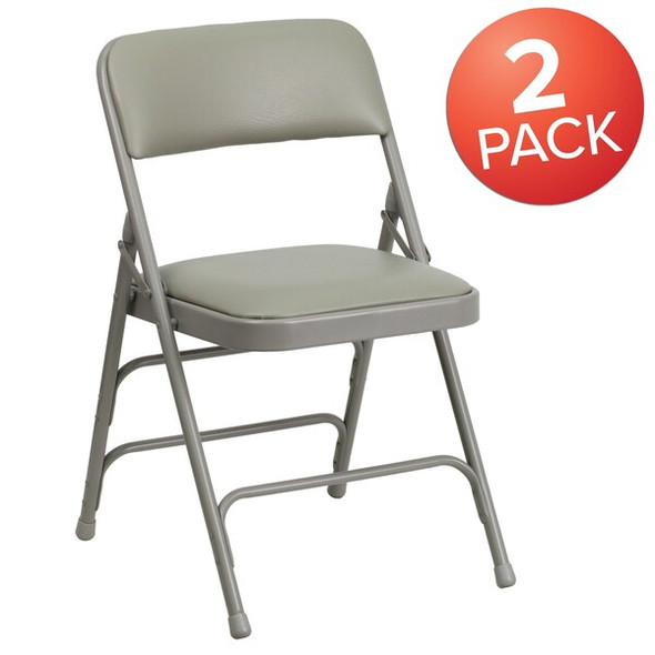 Flash Furniture Gray Vinyl Folding Chair,PK2 2-HA-MC309AV-GY-GG Flash Furniture Gray Vinyl Folding Chair,PK2 2-HA-MC309AV-GY-GG